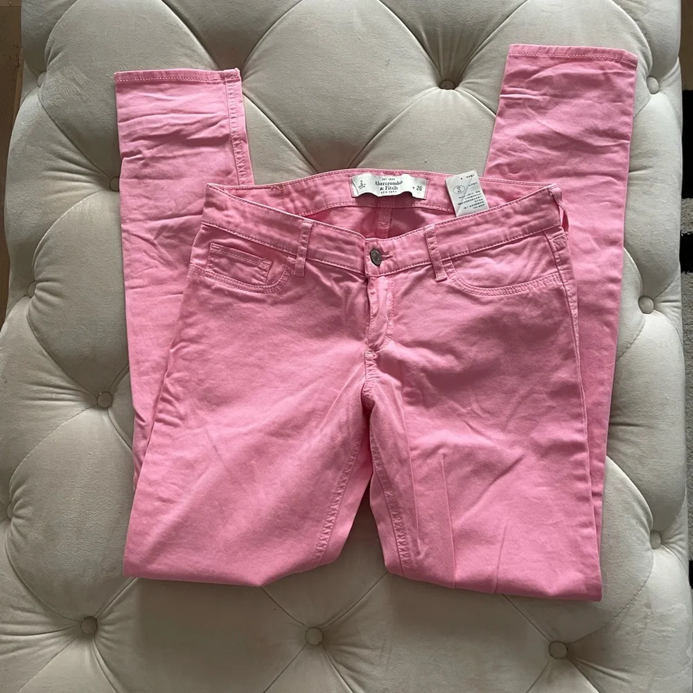Bundle of 2: Abercrombie & Fitch Wn's Skinny Sz 2-26W, Pink/30", Red/29" Inseam - Picture 2 of 6